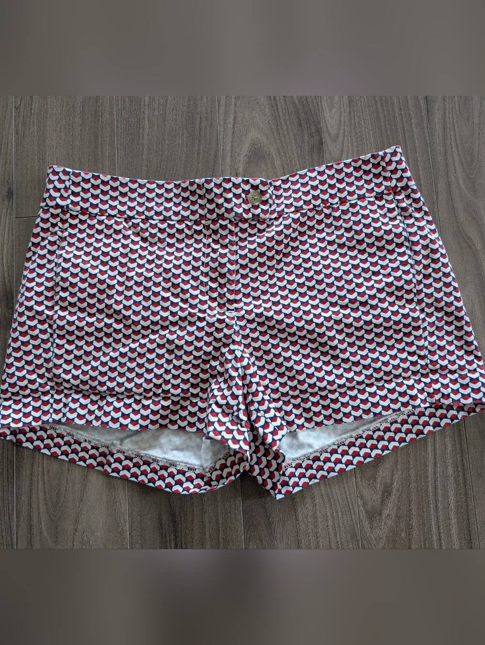 J. Crew Red, White, And Blue Patterned Women’s Mid-Rise Chino Shorts (Size 4)